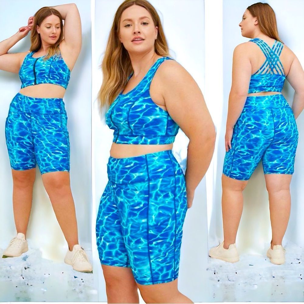 Torrid Blue Wave Pattern Bike Shorts - Picture 2 of 12